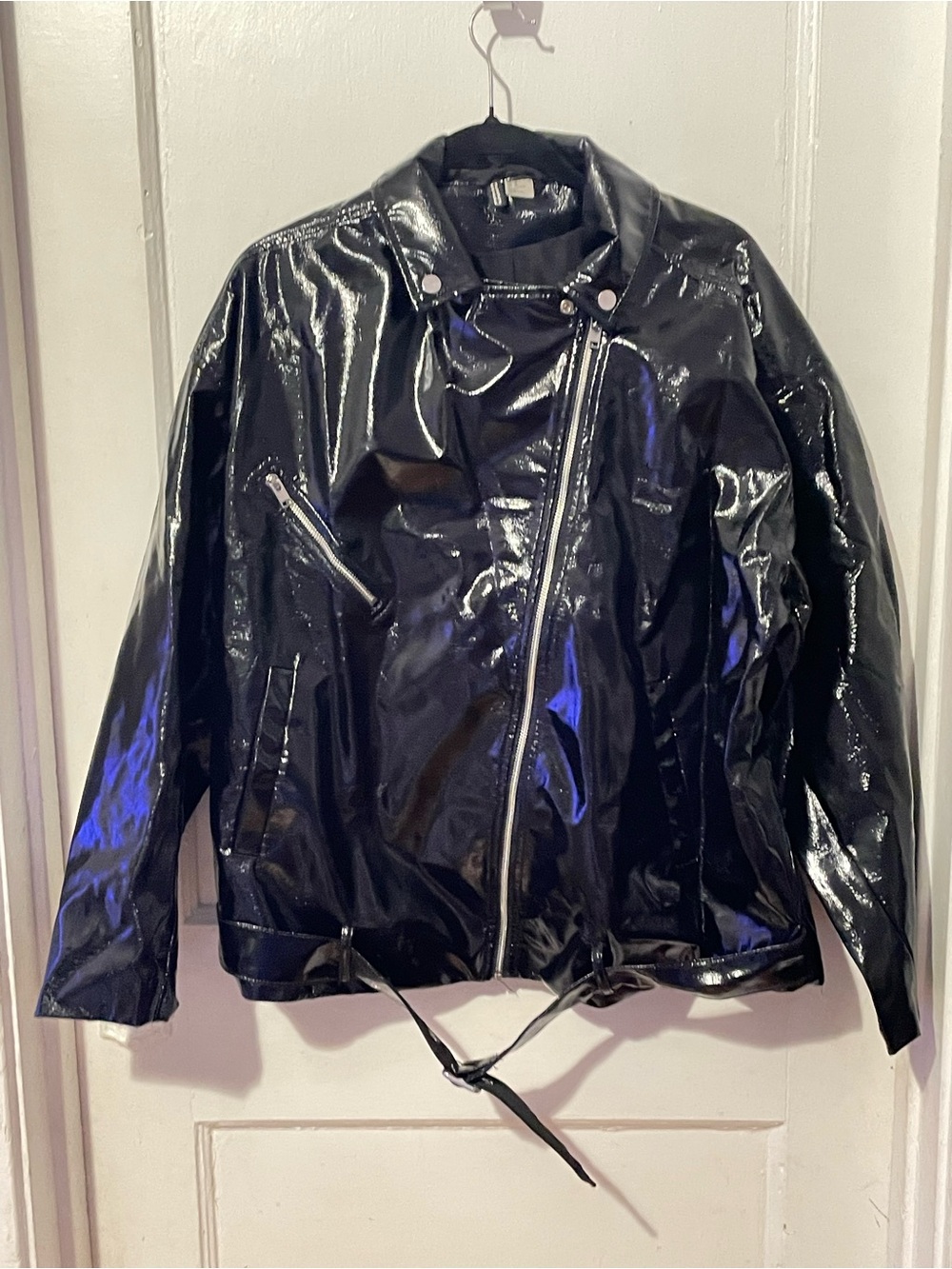 H&M Black Patent Biker Jacket